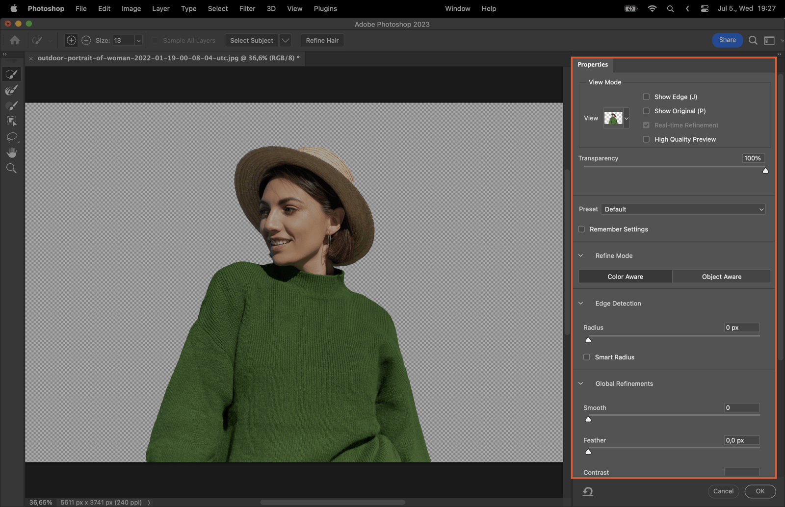 The layer options in Photoshop.