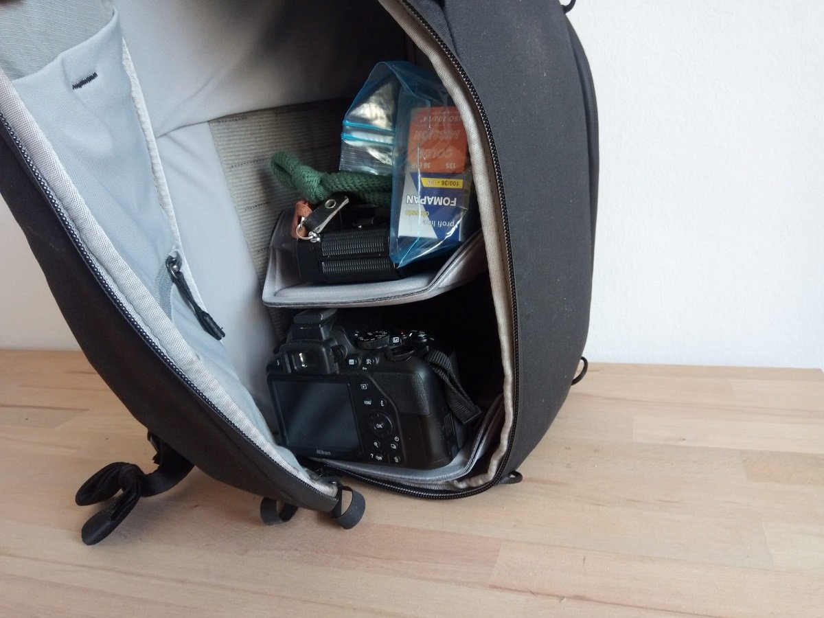 Main compartment with camera gear