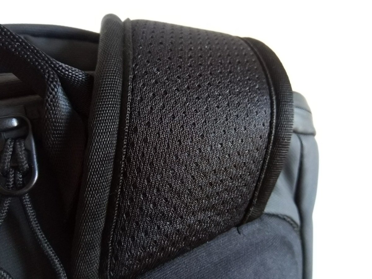 Under side of shoulder strap