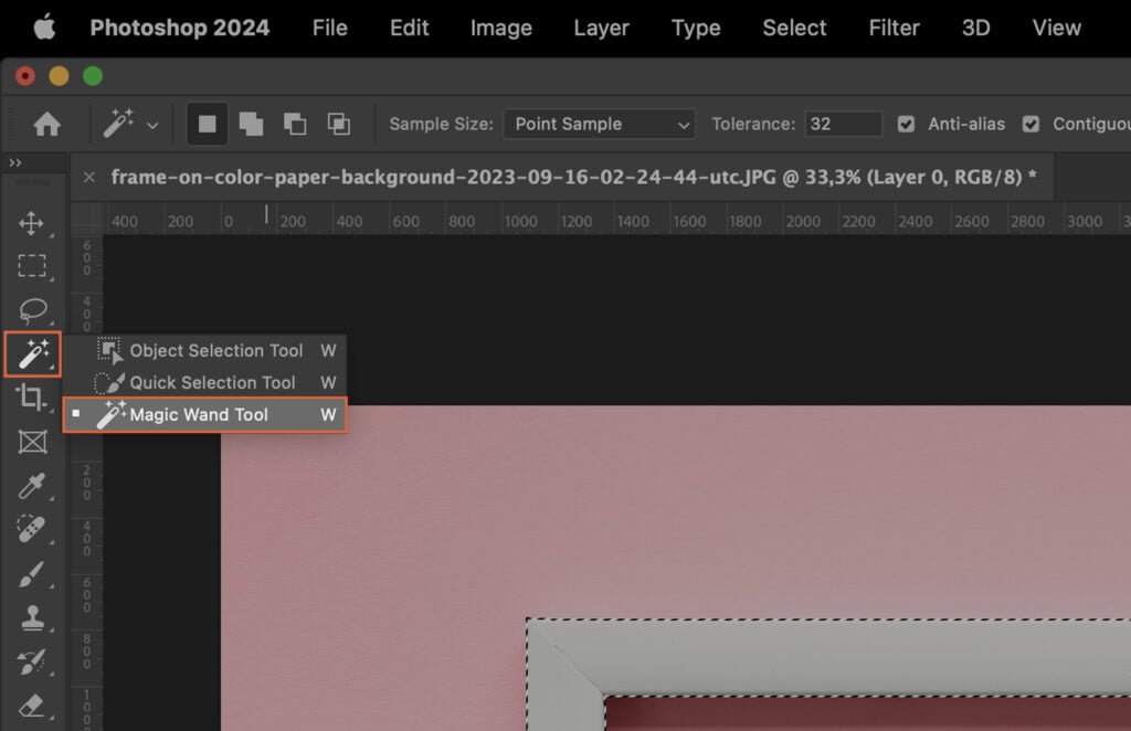 A Photoshop project with various tools and settings, including text selection and color palette.