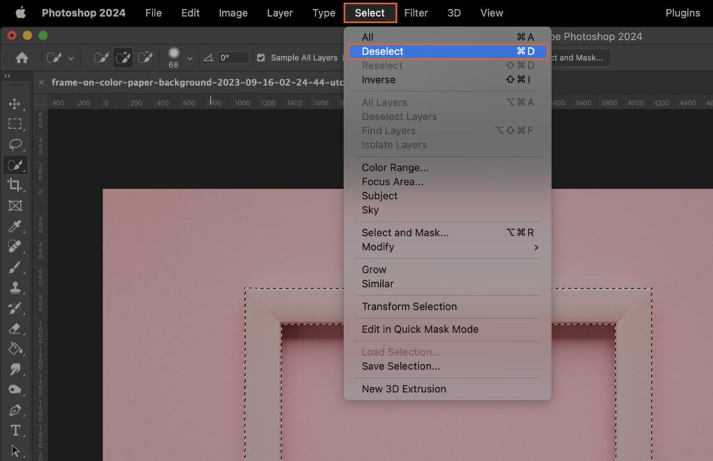 The deselect option in Photoshop.