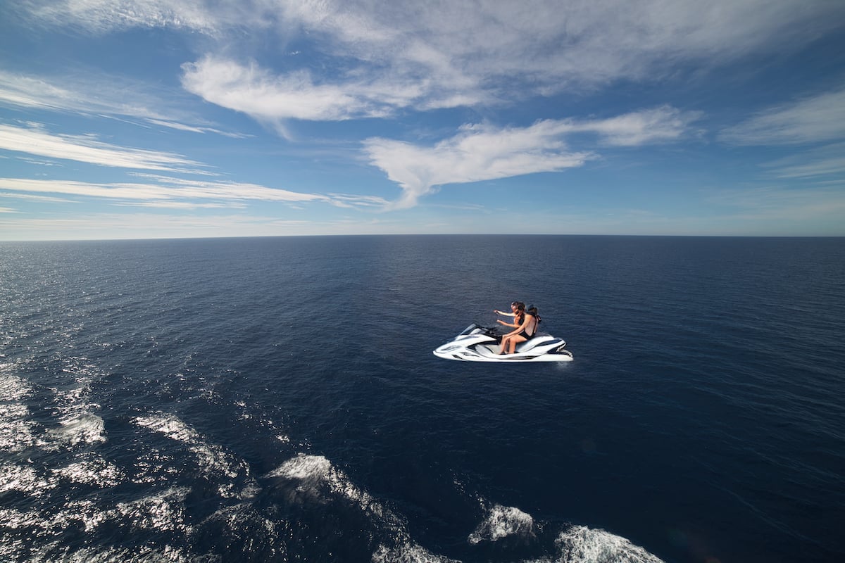 Open sea with AI generation adding in a bad jet ski