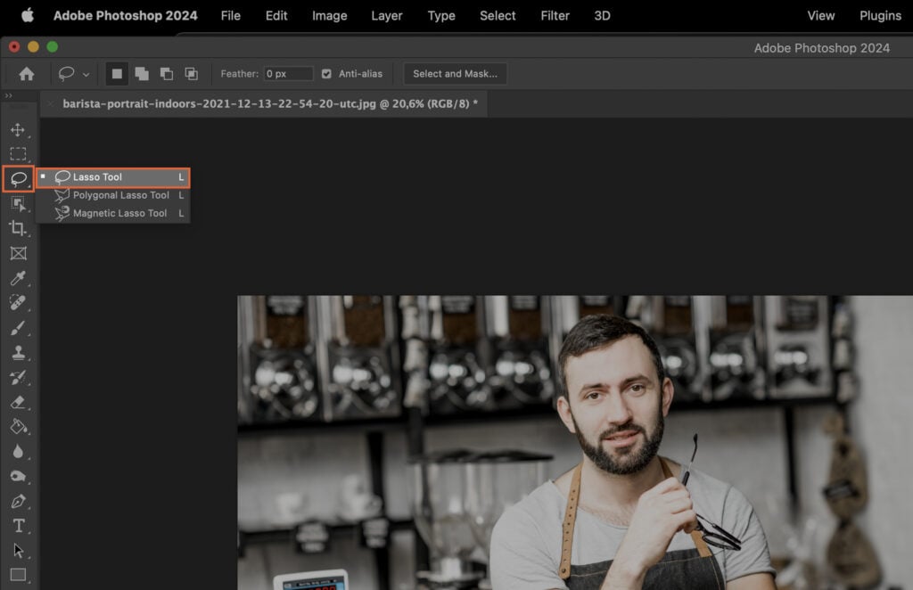 A digital graphic editor with a photograph on the screen, showcasing its interface features and tools.