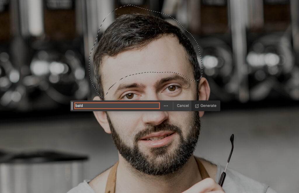 A mans face with a focus on the eyes, with a computer interface displaying an Eye Focus tool with a pointer indicating his eye.