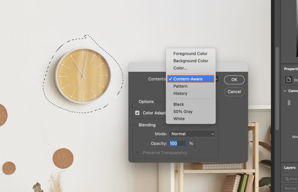 The user interface of the Adobe Creative Suite, specifically Adobe Photoshop, with a digital clock graphic overlaid on top.