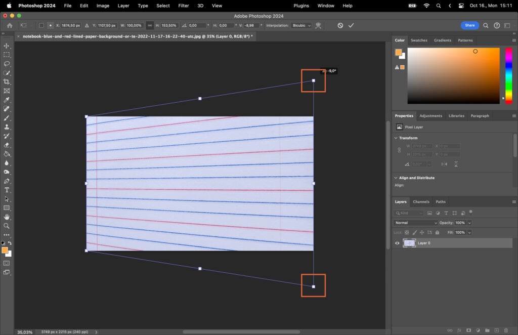 Adobe Photoshop software, where a user is working on creating a new design or document.