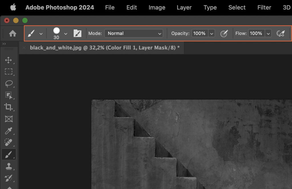 The Adobe Photoshop interface, with various editing tools and options visible.