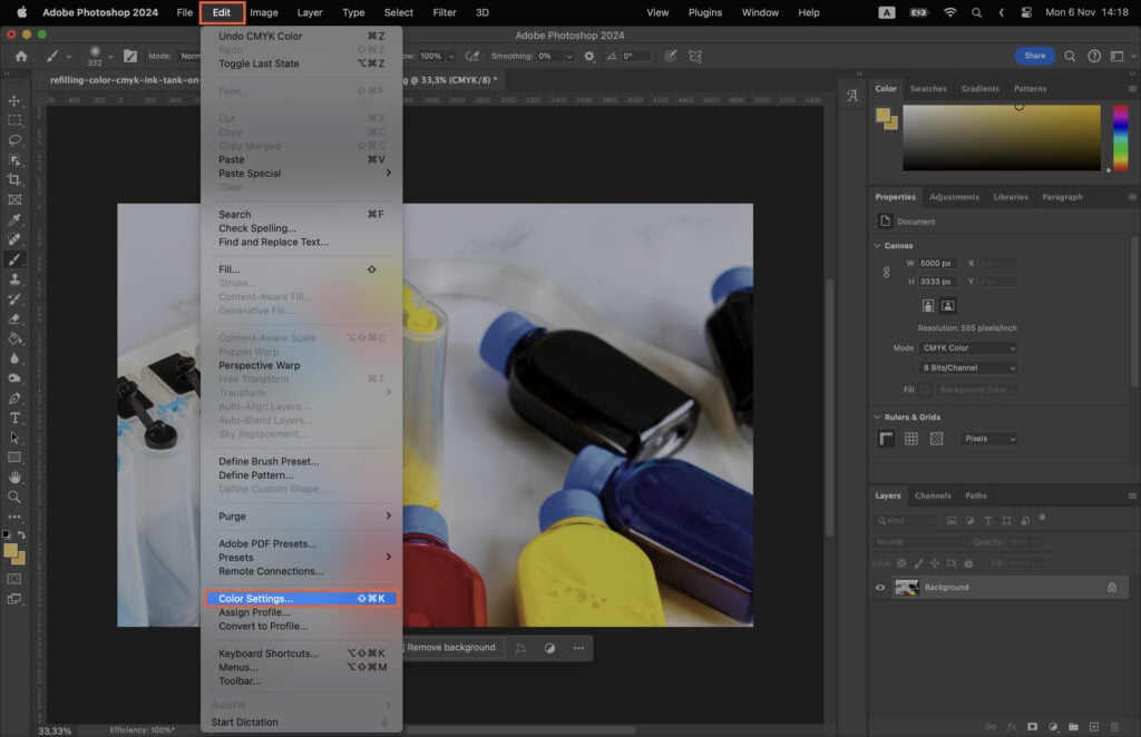 A creative software interface, where a user can see the properties of an object in the foreground. 