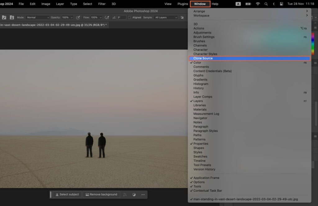 An image editing software interface with various options highlighted, next to the original photograph. 