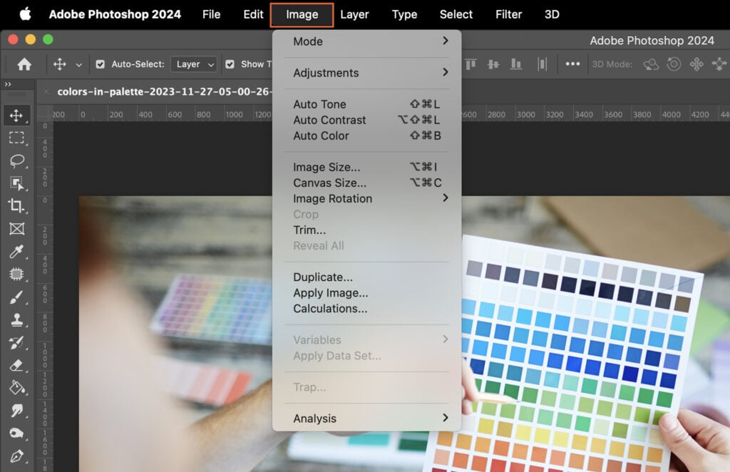 Adobe Photoshop software open, showing a person working on an image with various adjustments and effects applied to it.