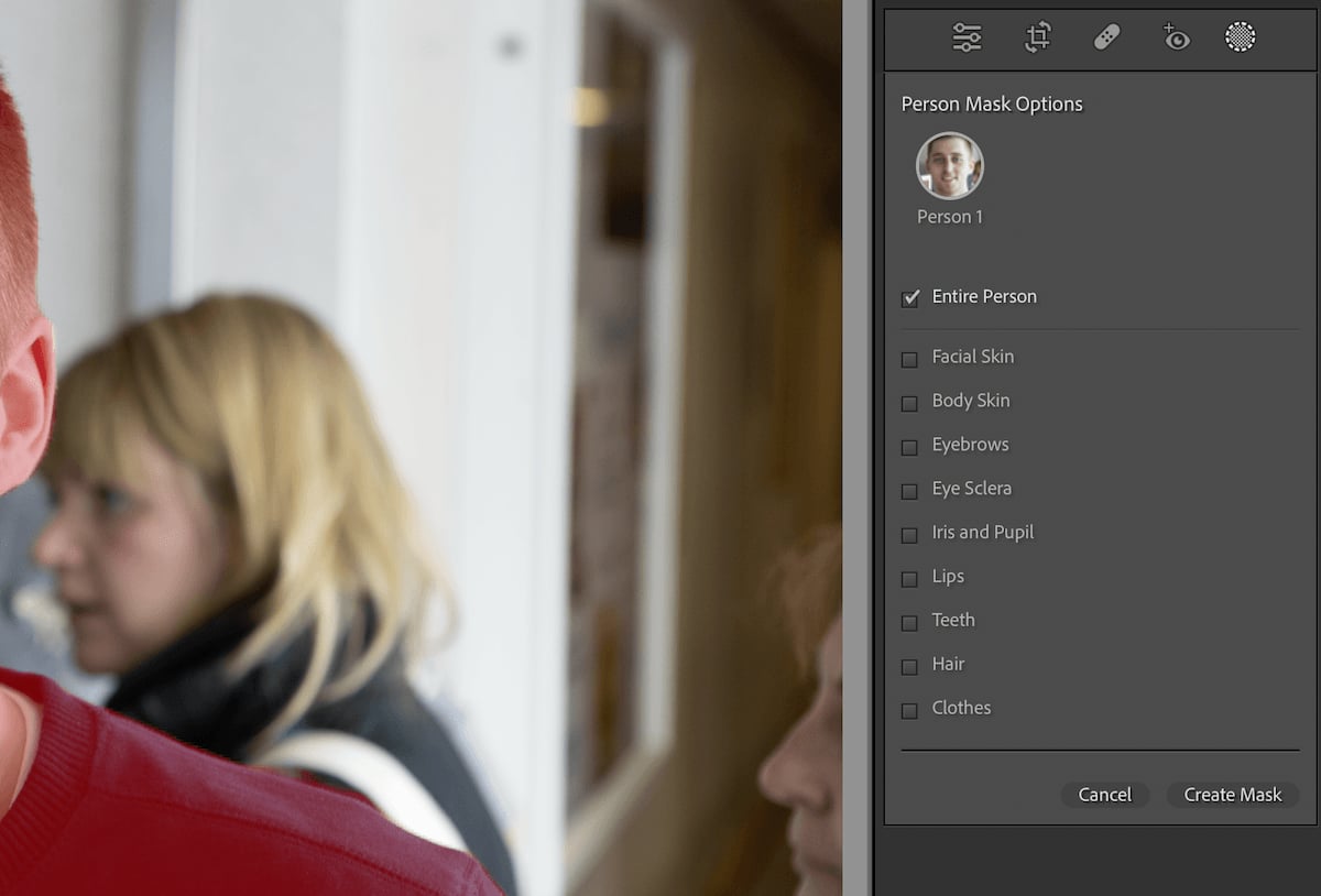 people mask options in lightroom