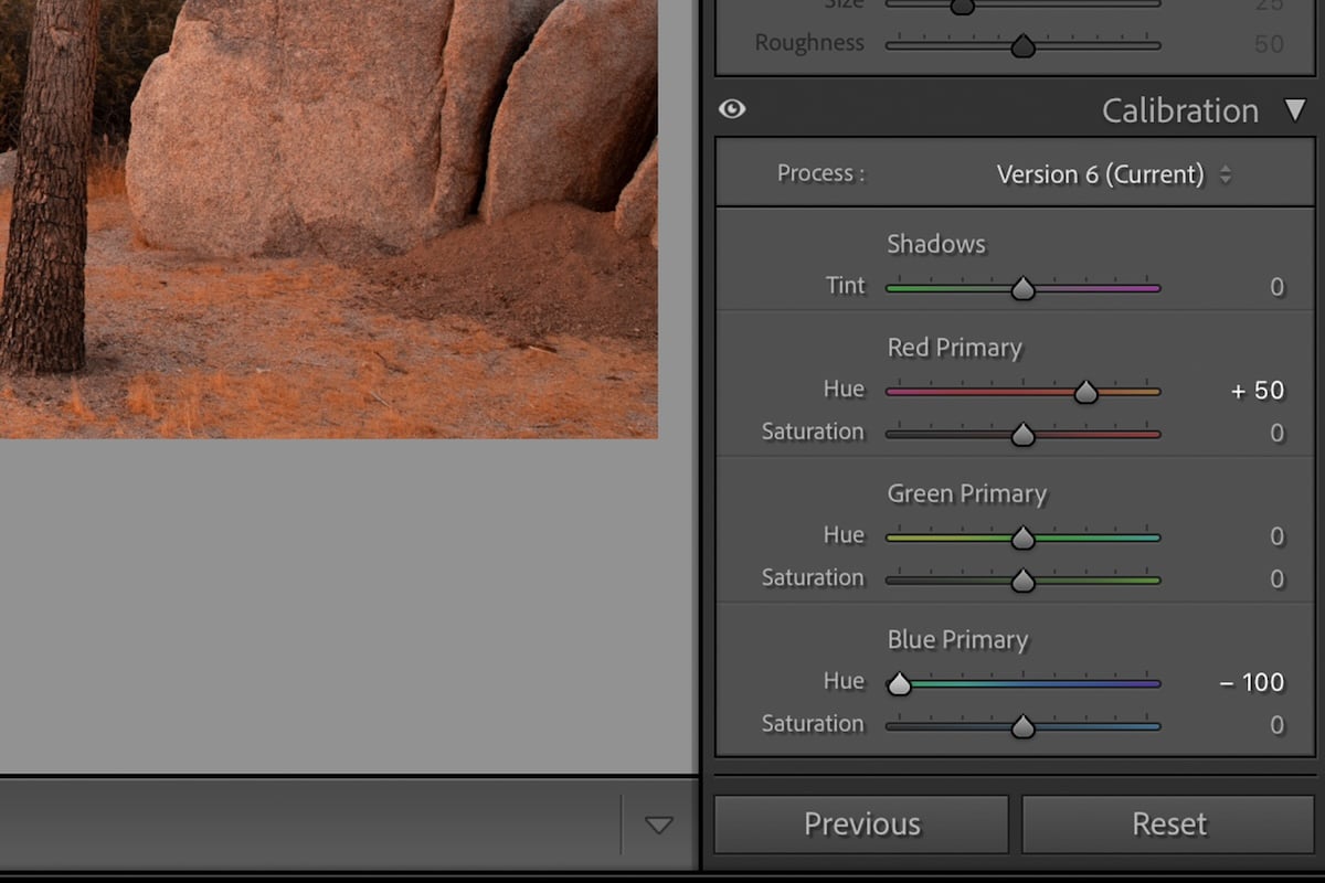 screenshot of lightroom interface