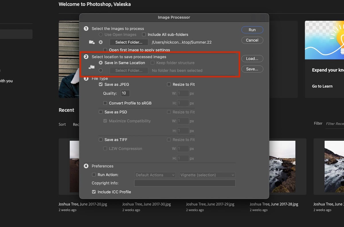 screenshot of photoshop image processor