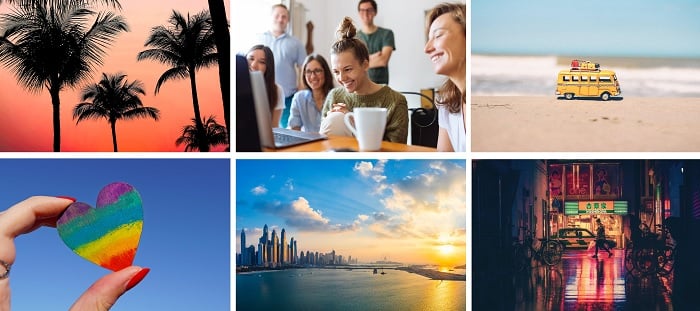 Six stock images together