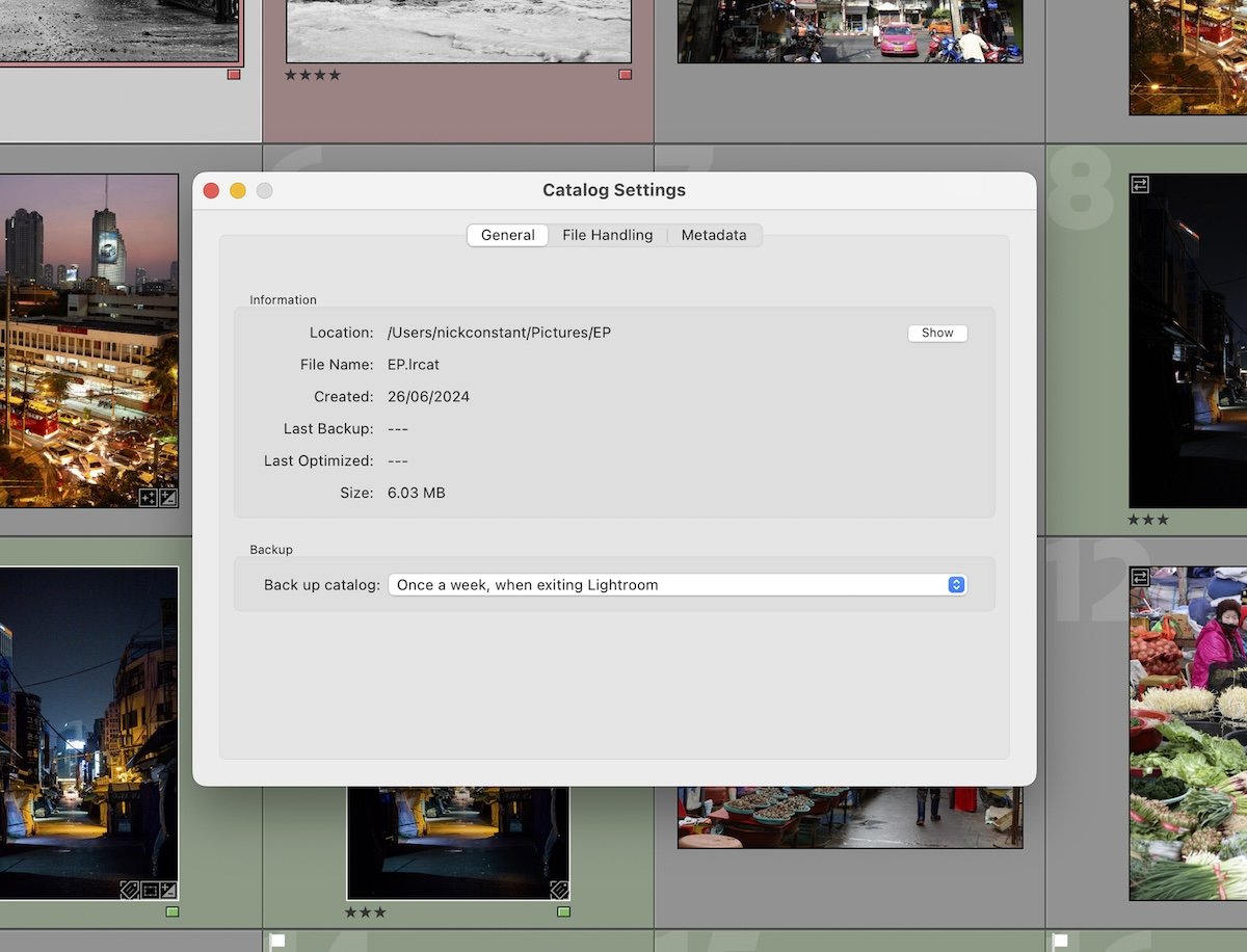 screenshot of lightroom file settings