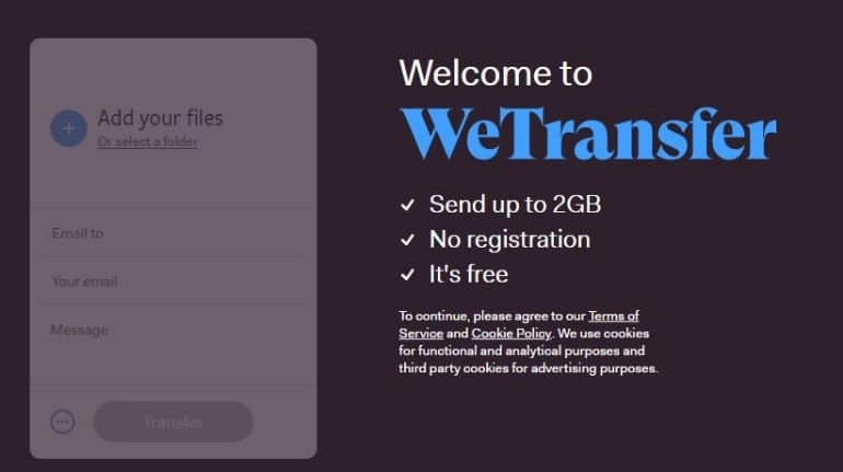 WeTransfer screenshot