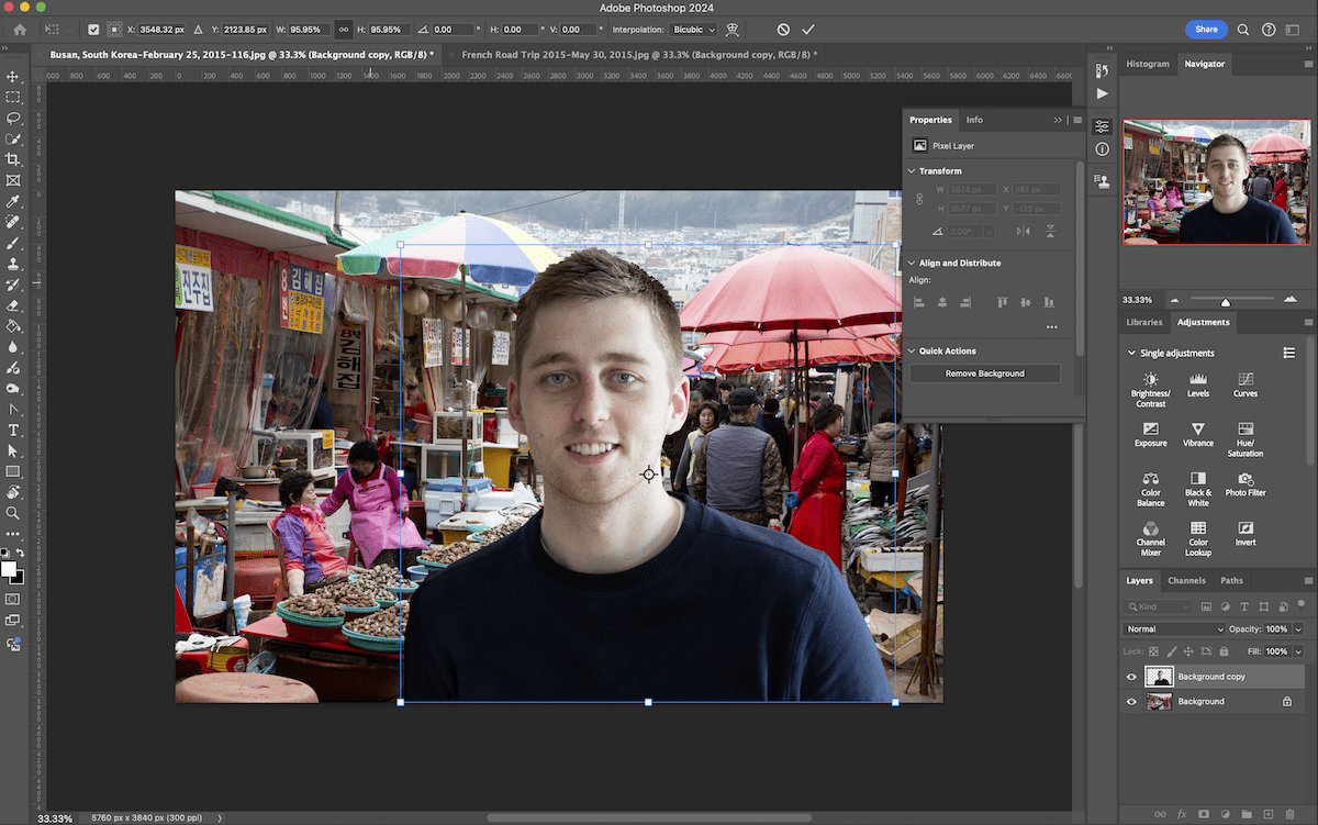 screenshot of portrait of man open in photoshop
