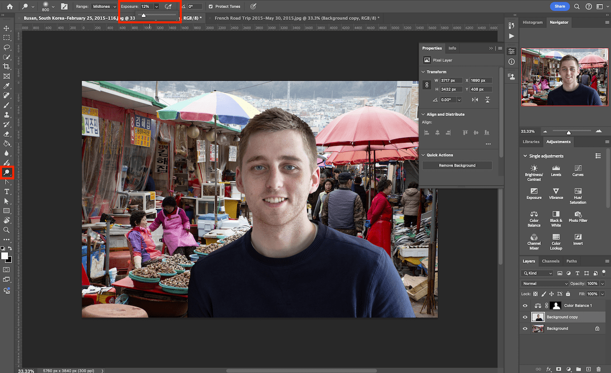 screenshot of portrait of man open in photoshop