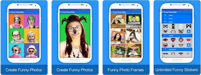 Screenshots of the Funny Photo Editor App