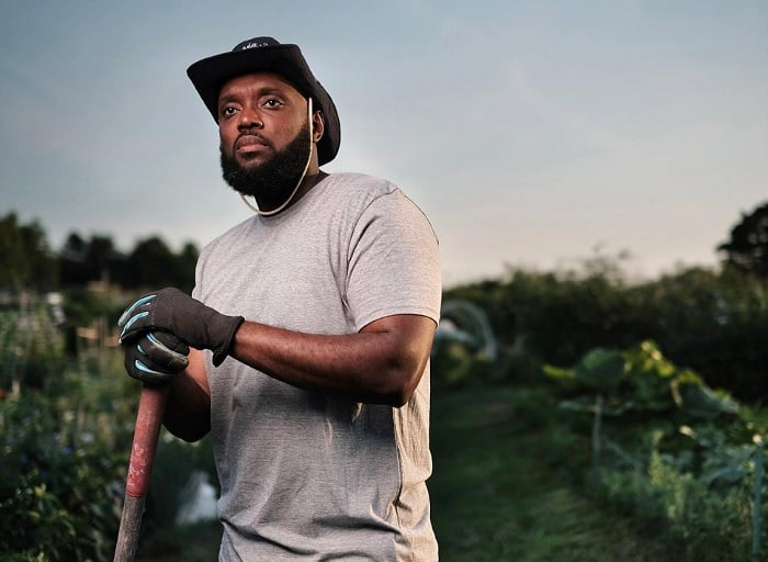 Portrait of a gardener in a garden