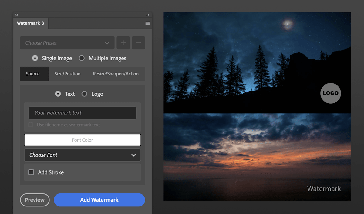 screenshot of watermark maker plugin for photoshop