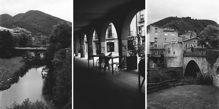 Three black and white photos of Ripoll Catalunya