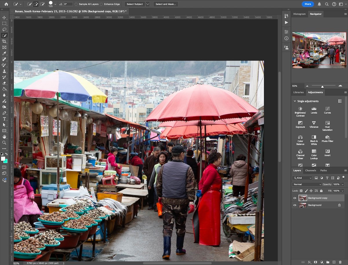 screenshot of photoshop with umbrella selected