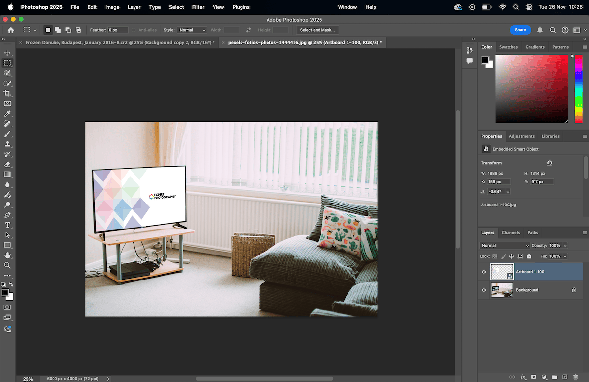 image of living room with EP logo in TV