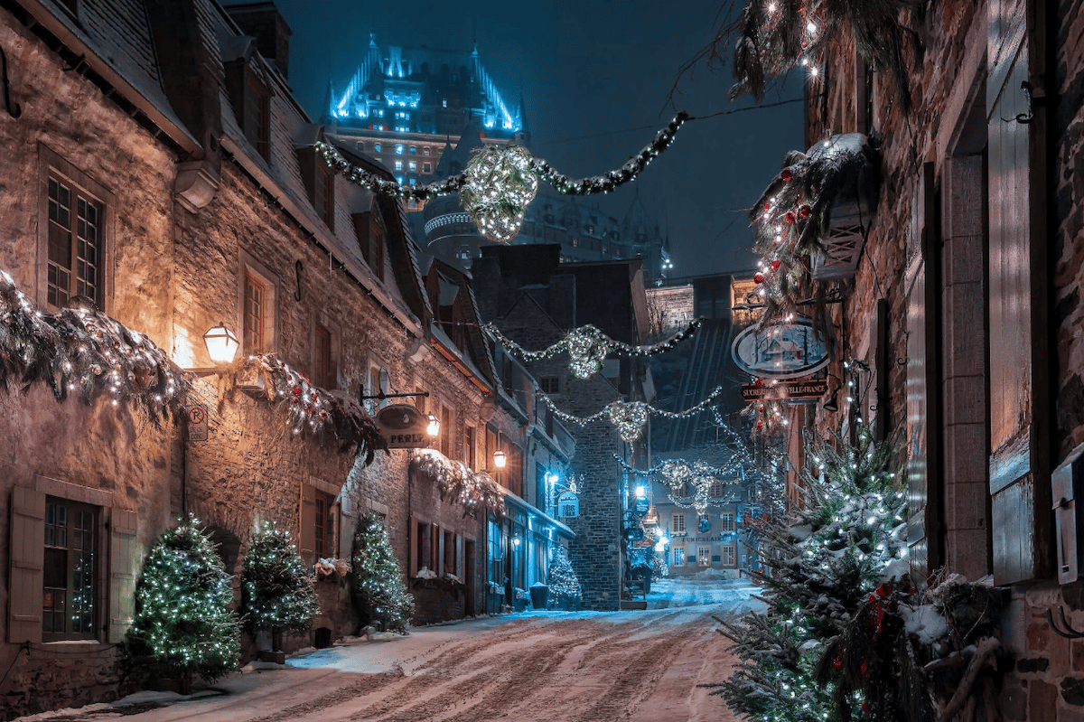 photography of quiet city street at night