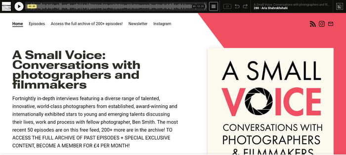 Screenshot of the A Small Voice podcast website