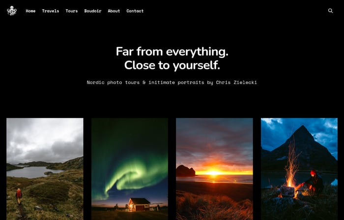 Screenshot of Chris Zielecki's photography website