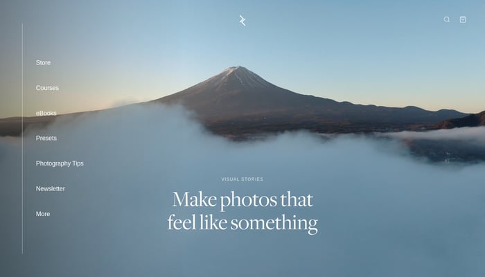 Screenshot of Pat Kay's photography website