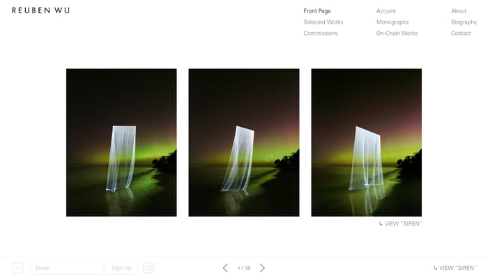 Screenshot of Reuben Wu's photography website