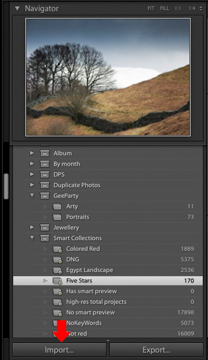uma captura de tela mostrando como importar fotos para o Lightroom