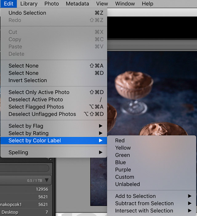 uma captura de tela mostrando como organizar fotos no Photoshop Lightroom