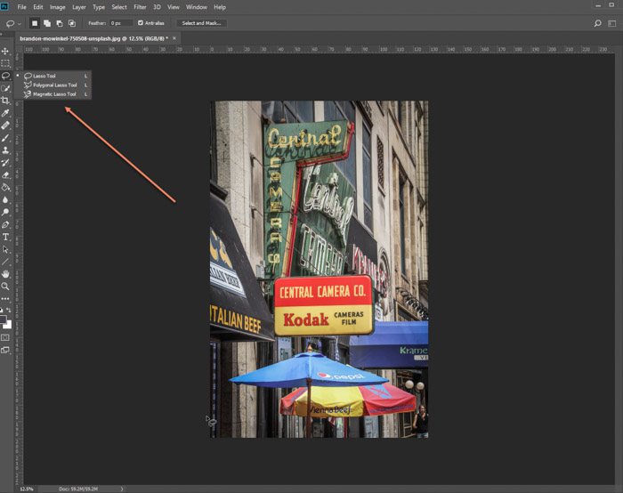 photoshop outime an object magic lasso