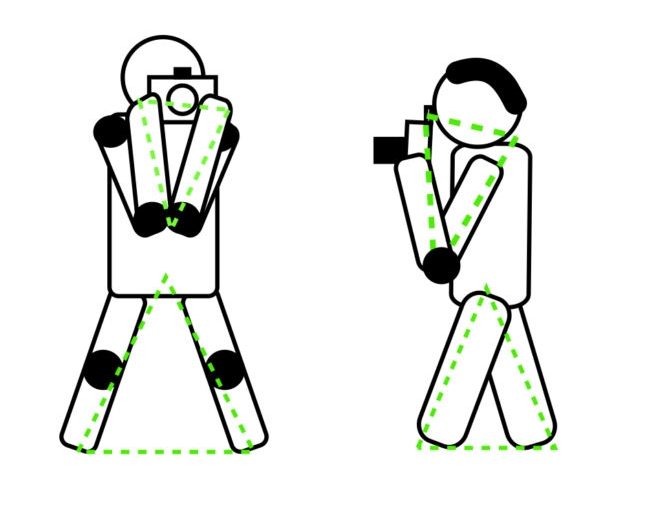 diagramy ukazující nejlepší a nejhorší způsoby držení telefonu s fotoaparátem, abyste se vyhnuli třesu