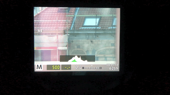 A gif showing settings applied real time to the scene displayed on the LCD or EVF.