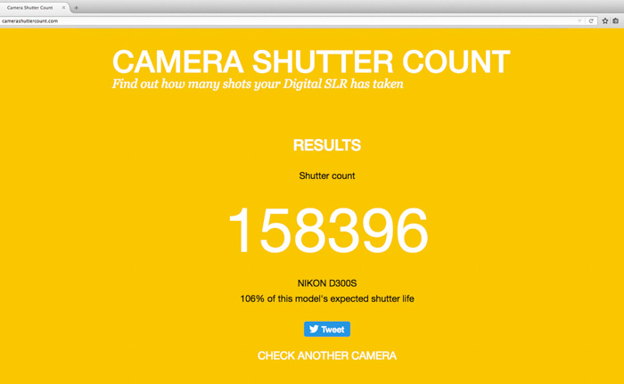 online free shutter count canon