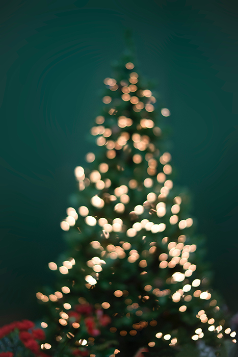 Uma foto de natal de uma árvore decorada