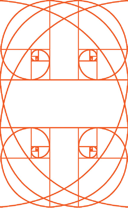the golden ratio grid used in different way in a portrait orientation 