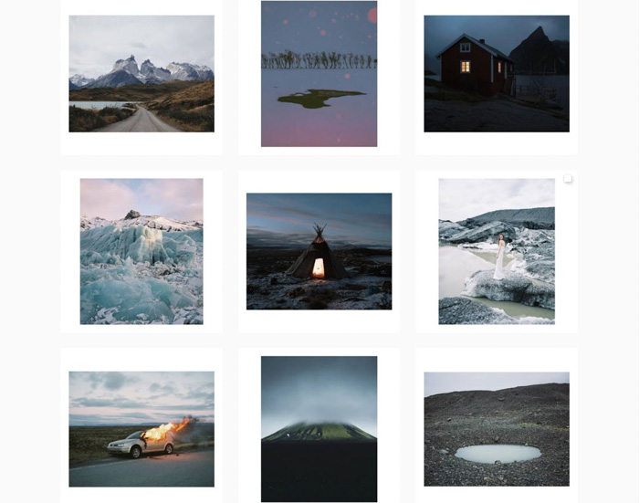 a nine photo grid of atmospheric landscape shots by Michael Novotny-analog photographers 2019