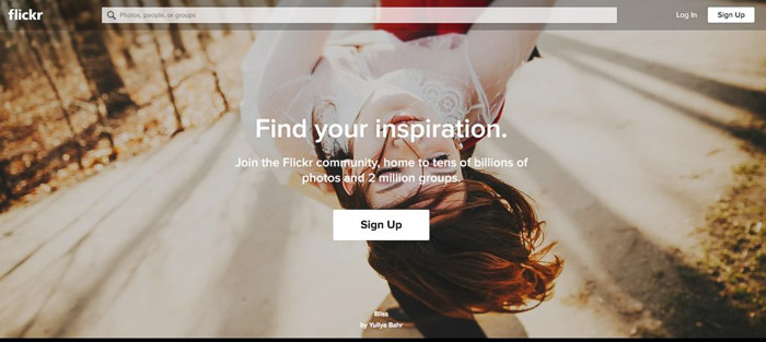 A screenshot of Flickr homepage
