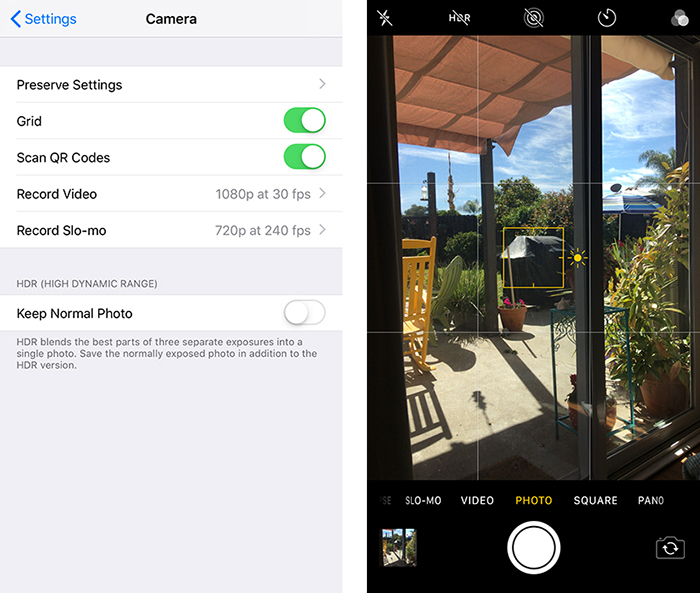 A smartphone screenshot of changing composition settings on Instagram - how to take good instagram pictures