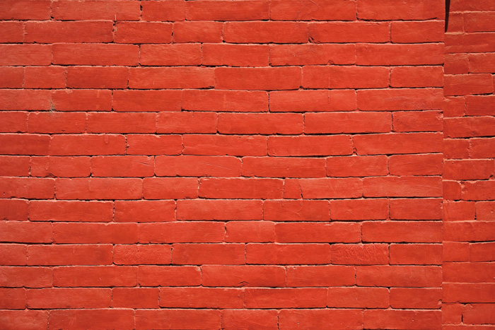 Une photo minimaliste d'un mur de briques utilisant un schéma de couleurs monotones