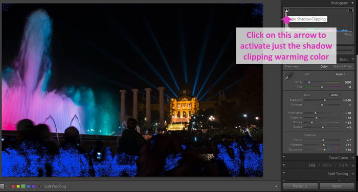 en skärmdump av redigering av ett foto med Lightroom histogram