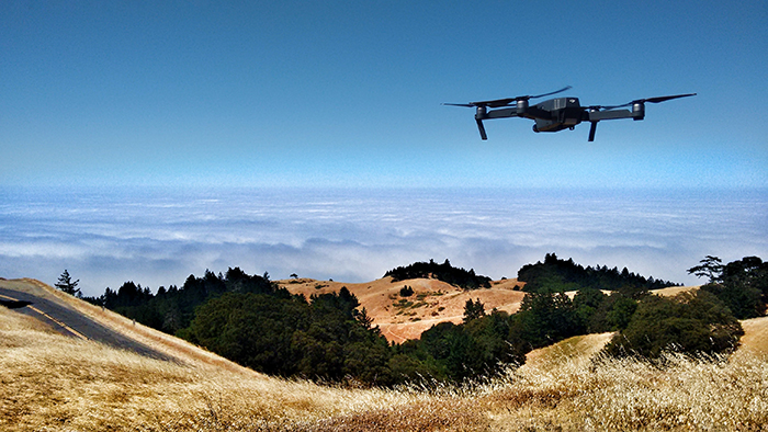 Foto de um drone voador