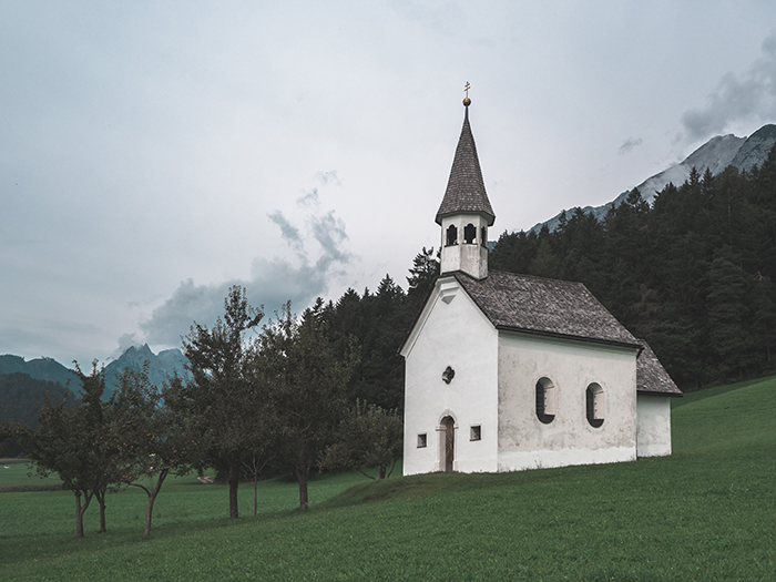 Photo of a church in the woods