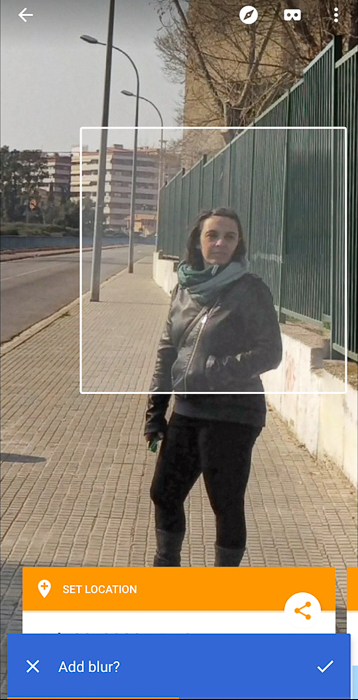 Screenshot van het maken van een 360-foto met Google Street View app