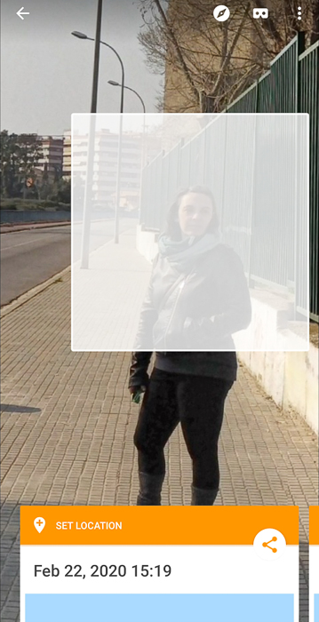 Captura de pantalla de la creación de una foto de 360 con la aplicación Google Street View